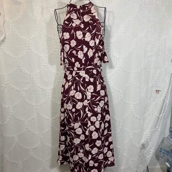 LC Lauren Conrad runway burgundy floral midi dress size 10 - machine washable! - Picture 5 of 10